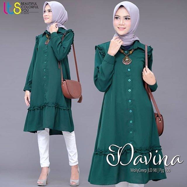 Davina Tunik, ATASAN, TUNIK, Blouse wanita, atasan wanita, BLOUSE, Fashion muslim, baju wanita,dress