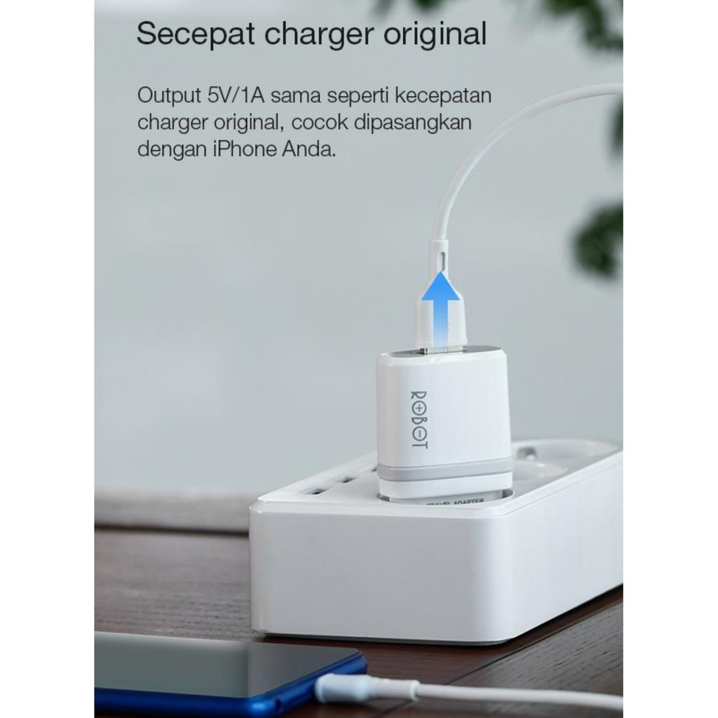 Travel Charger Robot 5V 1A Quick Charge RT-K7 Fireproof White Charger