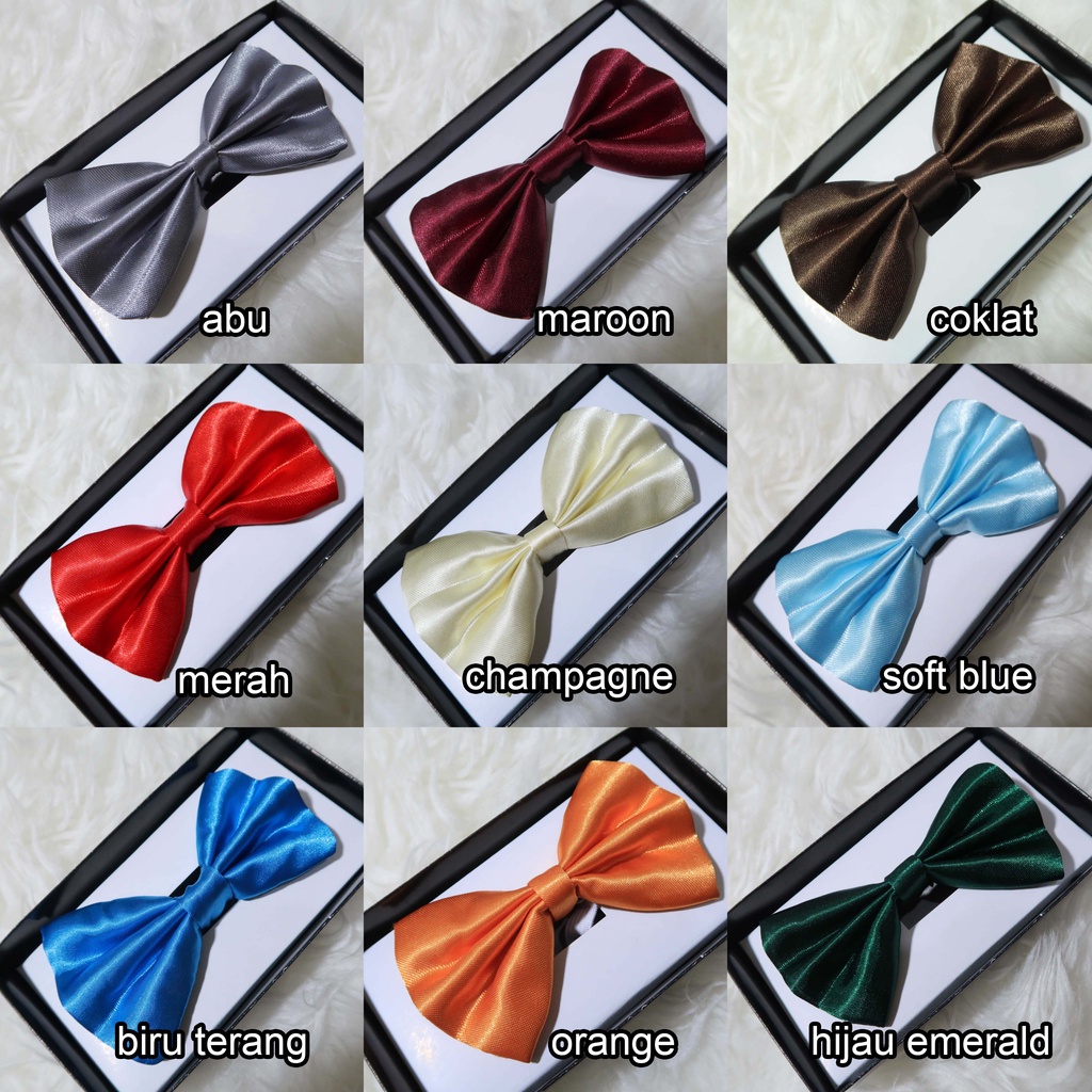 Dasi Kupu Kupu Pria Dewasa Bahan Satin Warna Lengkap Dasi Kupu Hitam, Dasi Kupu Biru, Dasi Kupu Merah, Dasi Kupu Gold, Dasi Kupu Krem, Dasi Kupu Hijau, Dasi Kupu Silver