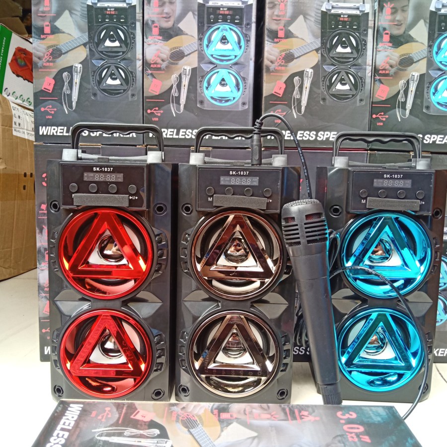 Speaker Karaoke Bluetooth SK-1037 Gratis Microphone Untuk Karaoke