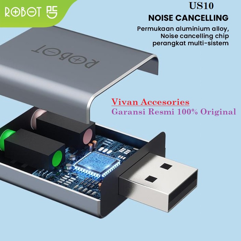 Robot US10 USB External Sound Card Eksternal USB 2.0 PC Laptop