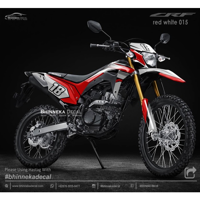 DECAL STICKER CRF 150L DESAIN RED WHITE-009