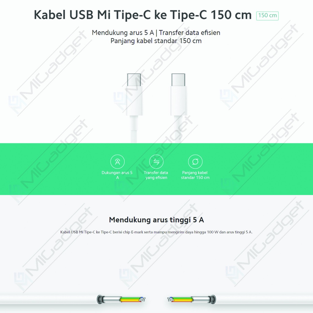 Xiaomi USB Type-C to Type-C 150cm Cable Support 5A