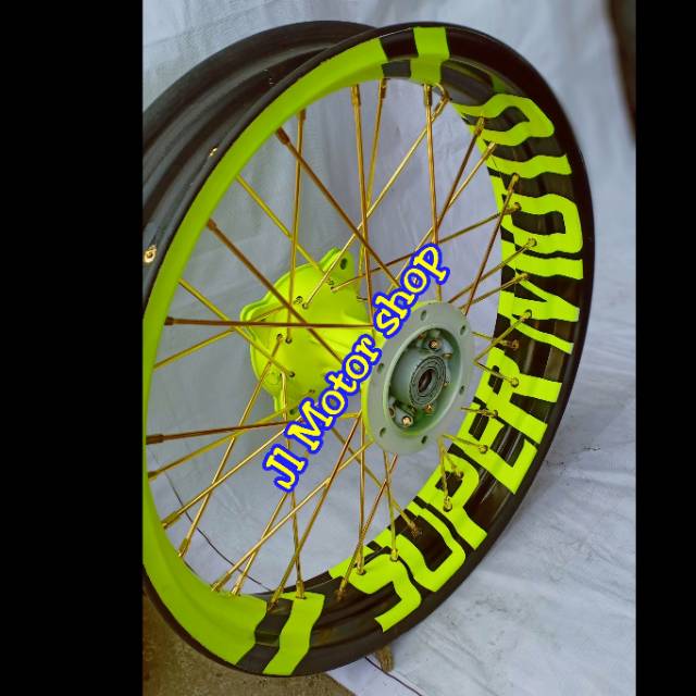 Sepaket Velg Custom Tulisan Supermoto CRF 150 CRF150 L Klx 150 D-Tracker 150 Bebas Warna Plus Ban