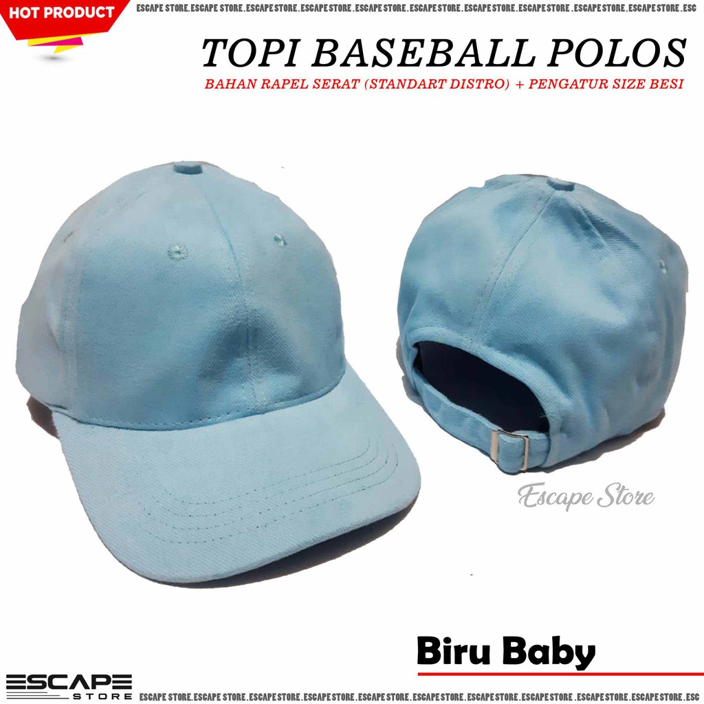 Topi Baseball Polos / Topi Distro Murah / Topi Pria Wanita - Biru Baby