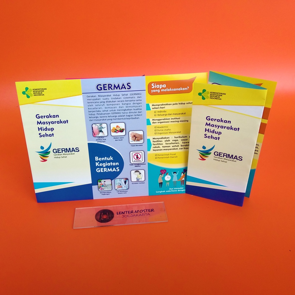 Leaflet atau Brosur Gerakan Masyarakat Hidup Sehat (GERMAS). Leaflet kesehatan, Isi 25 Lembar.