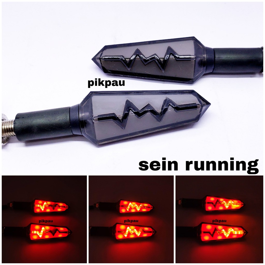 Lampu Sein Motor Petir Lancip Untuk Universal LED Sen Running Model Petir 2 Mode