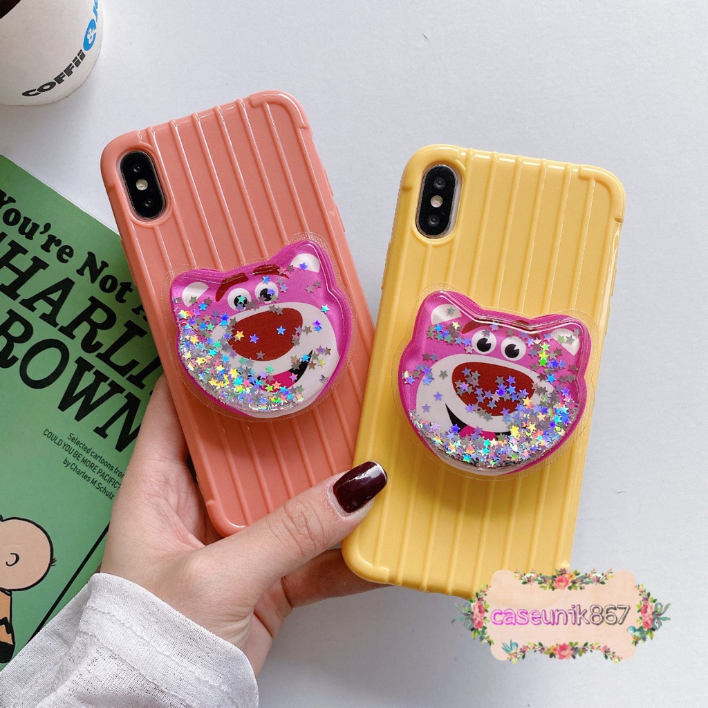 case popsocket glitter luggage koper oppo a3s a5s f9 a7 neo9 a37 a31 a1k a92 a91  a33 a5 a9 CS708