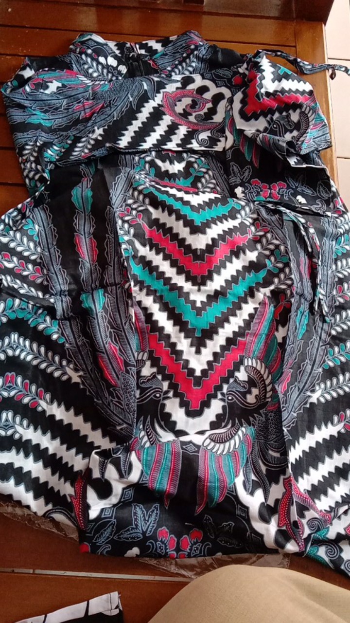 Batik Tunik Santika Monochrome Kombi Abu / Tunic Santika Mono Combi Abu Seragam Dress