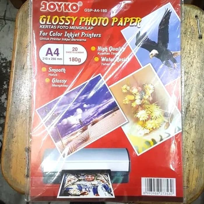 

NEW. ( NEW ) GLOSY PAPER / KERTAS FOTO 180 GRAM JOYKO 180 A4 ISI 20 LEMBAR