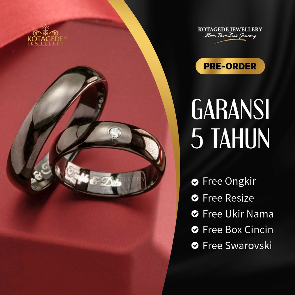 Cincin Kawin Nikah Tunangan Custom Palladium Paladium Couple Pria Laki Wanita Ukiran Nama ...