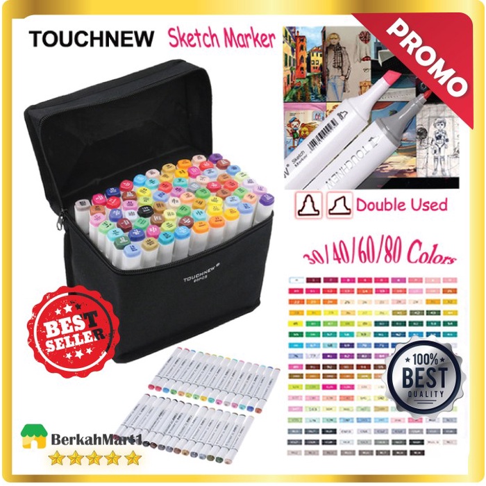 

(BISA COD) 30 Pcs TouchNew Double End Marker / Spidol DUAL FINE ART MARKER 30 CLR