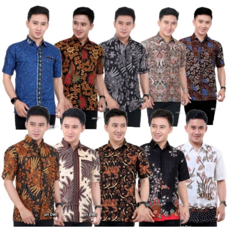 NEW 022 Zahira Batik HRB026 Kenongo Hem Kemeja Batik Pria Lengan Pendek