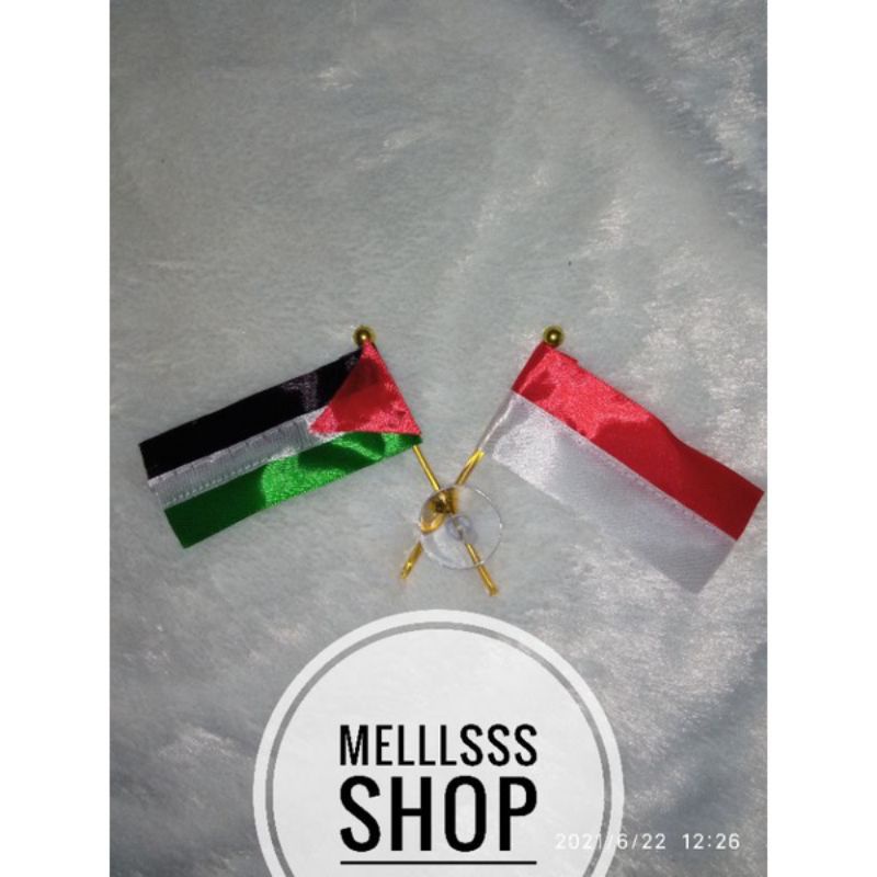 (STOK READY) BENDERA TEMPELAN MOBIL INDONESIA PALESTINA