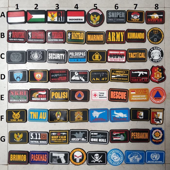 emblem patch karet berperekat velcro