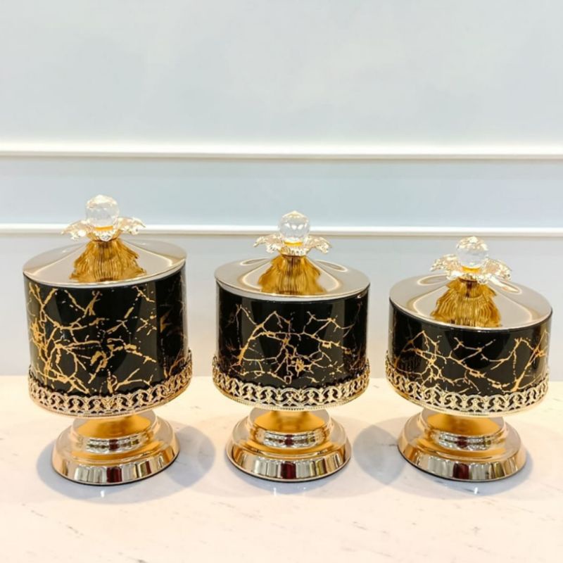 Toples Gold Set 3 Turki Import/ Pajangan Toples Turki Import