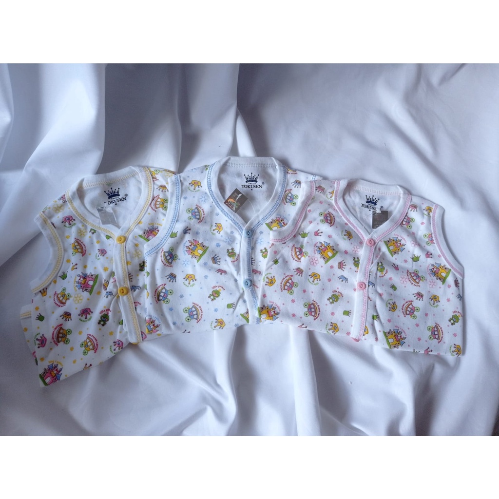 BABY TOKUSEN | BAJU BUNTUNG KUTUNG MOTIF FAIRYTALE KINGDOM TANPA LENGAN BAYI USIA 3-12 BULAN