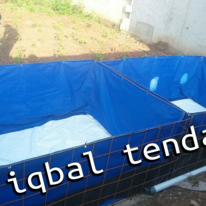 kolam terpal kotak ukuran 2.5 x 1.3 x 70cm. bahan orchid semi karet