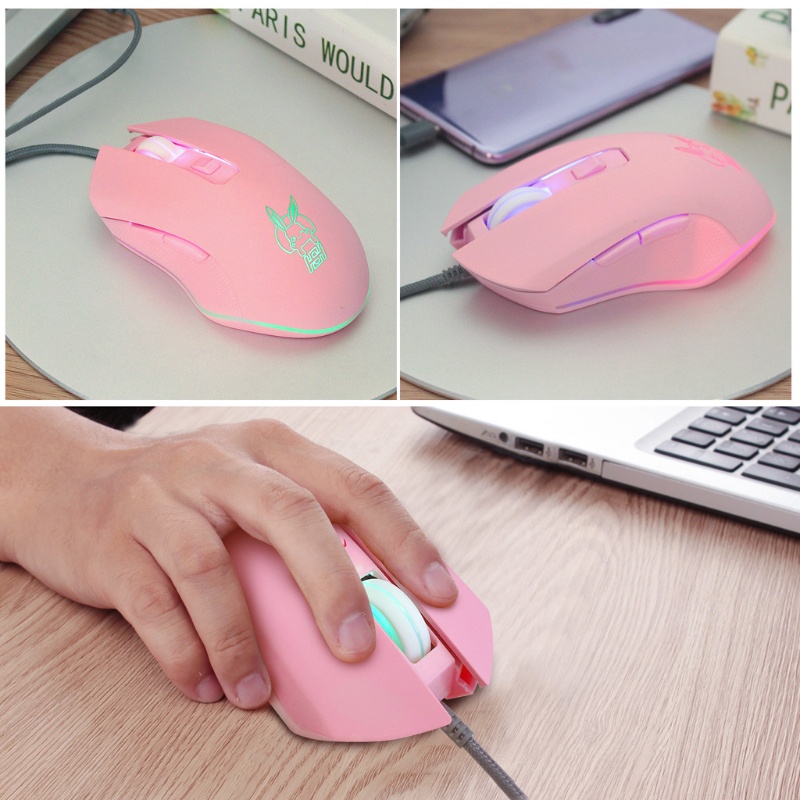 Mouse Gaming USB-C Hening Luminous Warna-Warni Untuk Notebook / Komputer