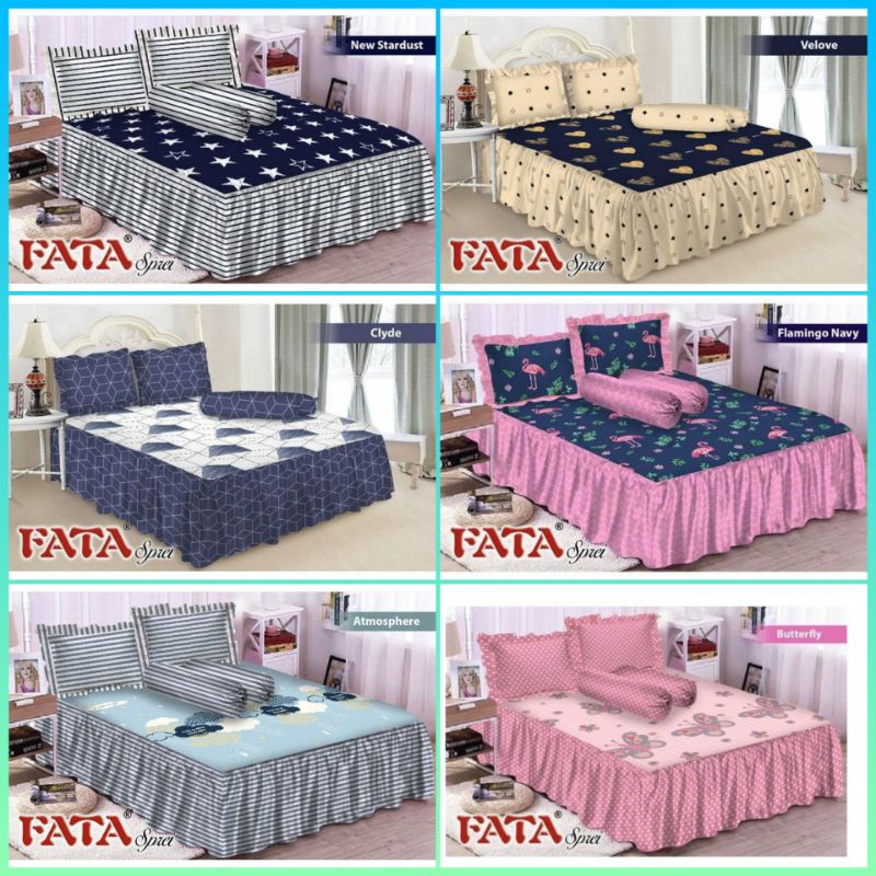 Sprei Rumbai Fata UK 180x200x20 tinggi rumbai 40  / Seprai New Fata Motif Minimalis