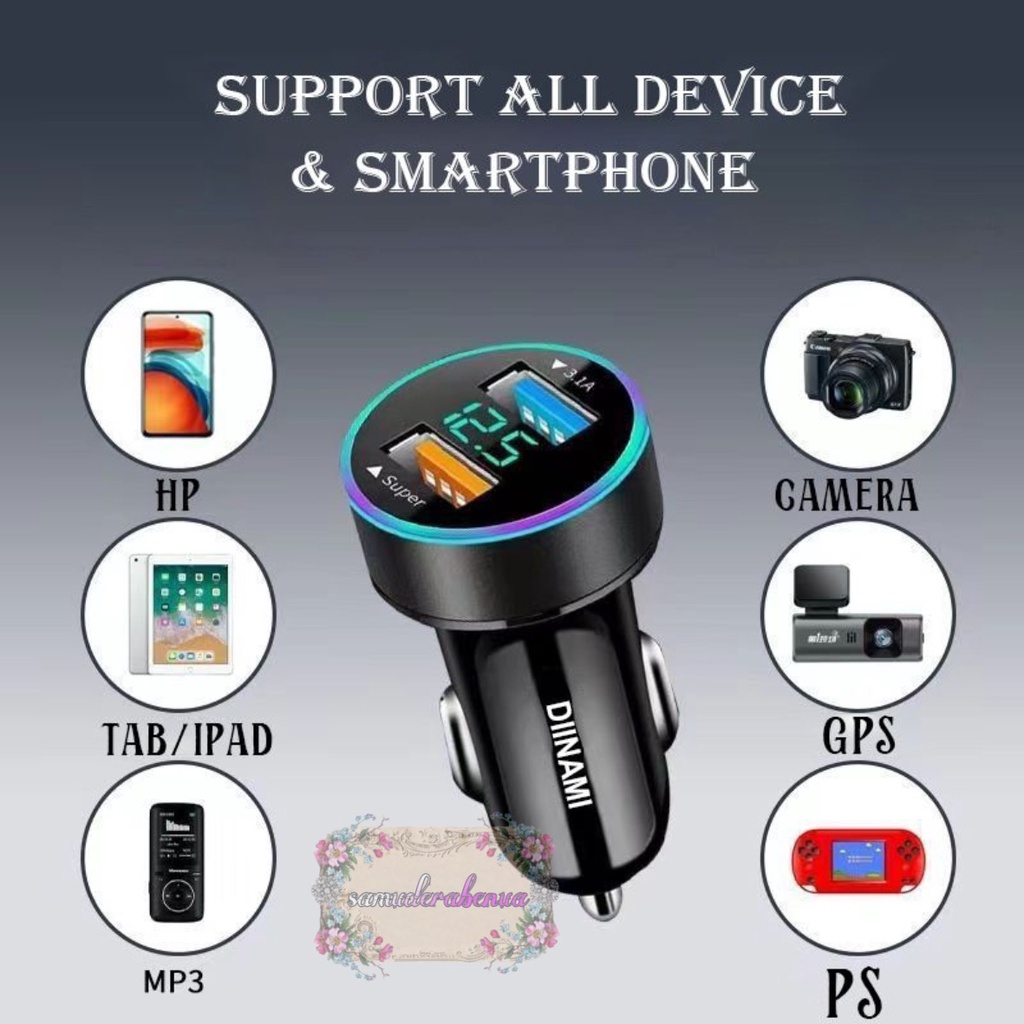 Batok Saver mobil Cashan mobil DIINAMI C15 dual usb 2.5amper LED display ORIGINAL kualitas fast Charger SB4102