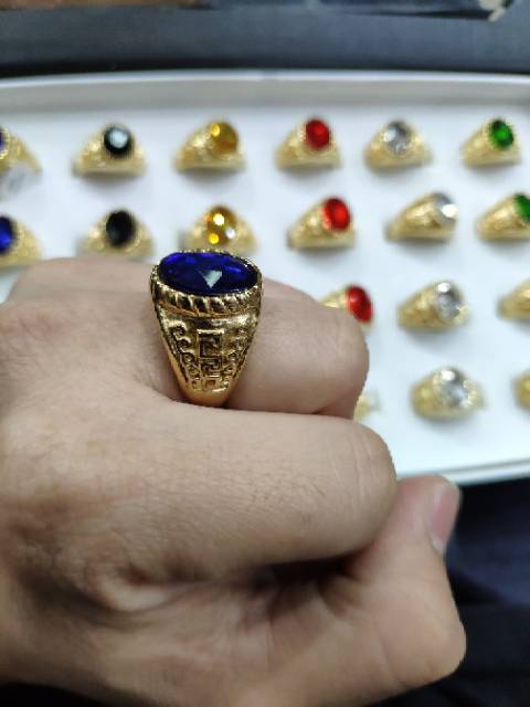 Cincin titanium pria batu permata