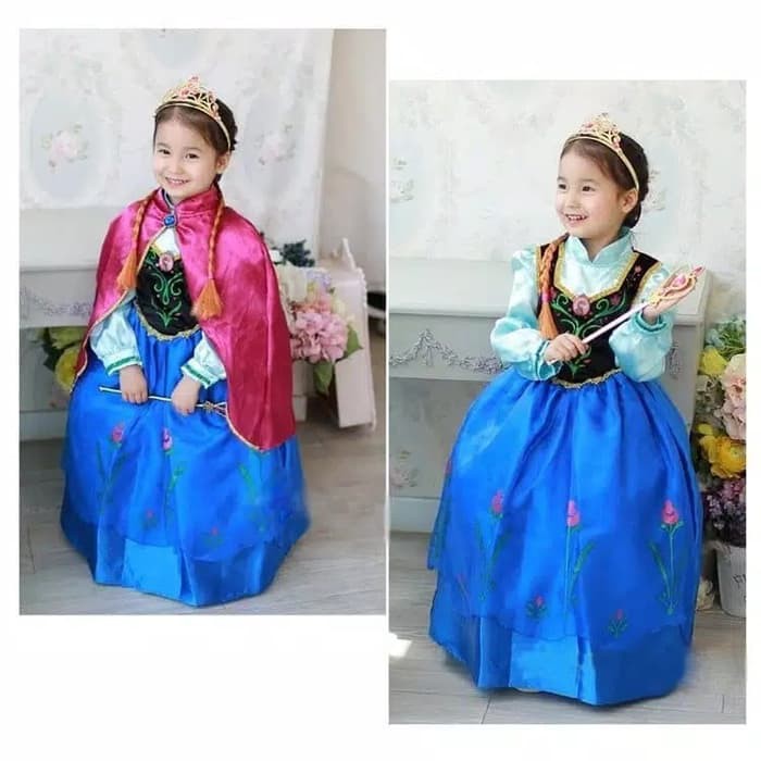 Princess Anna Elsa Frozen Dress Costume | Baju Kostum