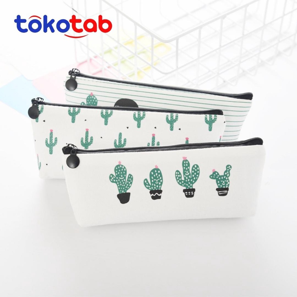 Tokotab - Tempat Pensil Resleting Cute Simple Korean Student Pencase Kanvas-4