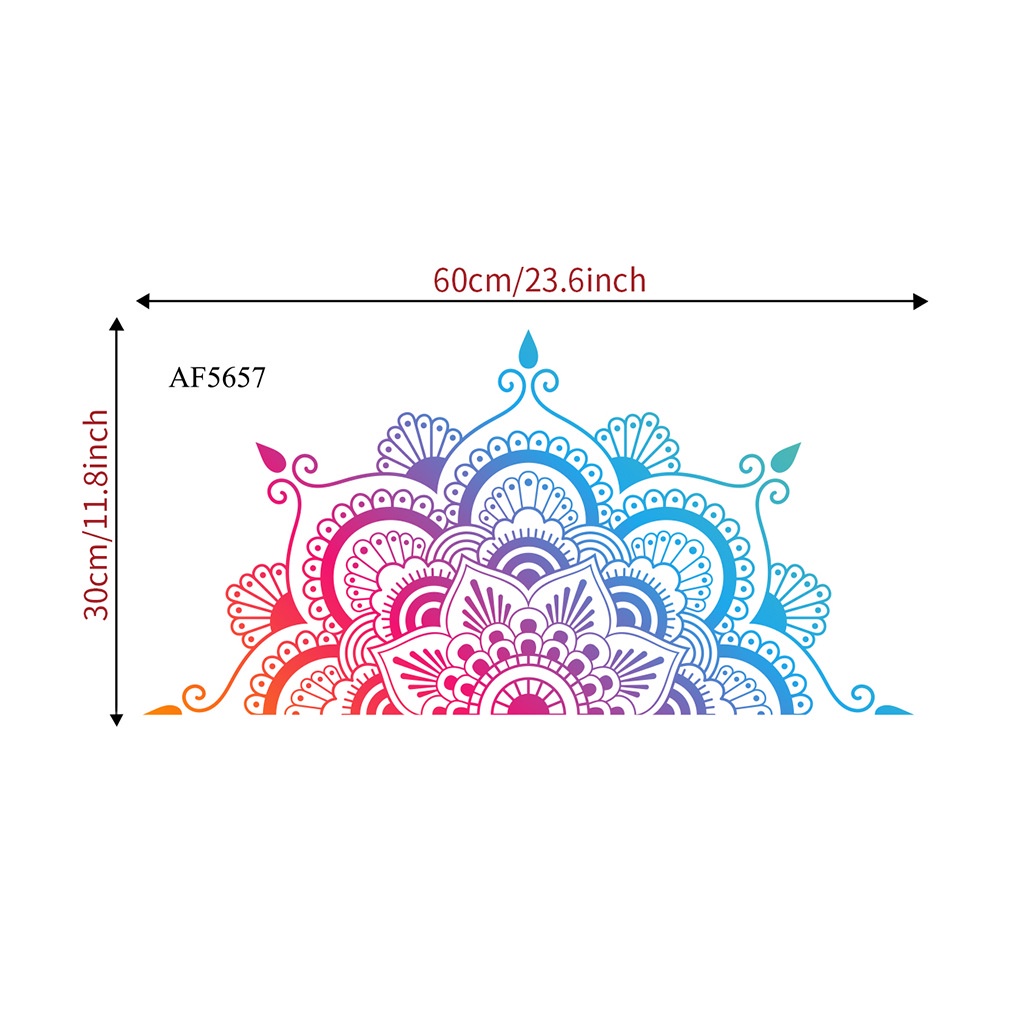 Diy Stiker Dinding Dengan Bahan PVC Mudah Dilepas Gambar Bunga Mandala Warna Pelangi