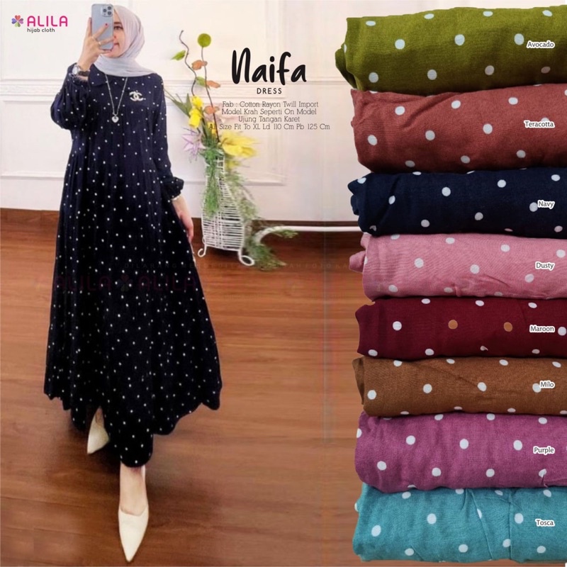 NEW NAIFA MIDI DRESS GAMIS WANITA ORIGINAL BY ALILA