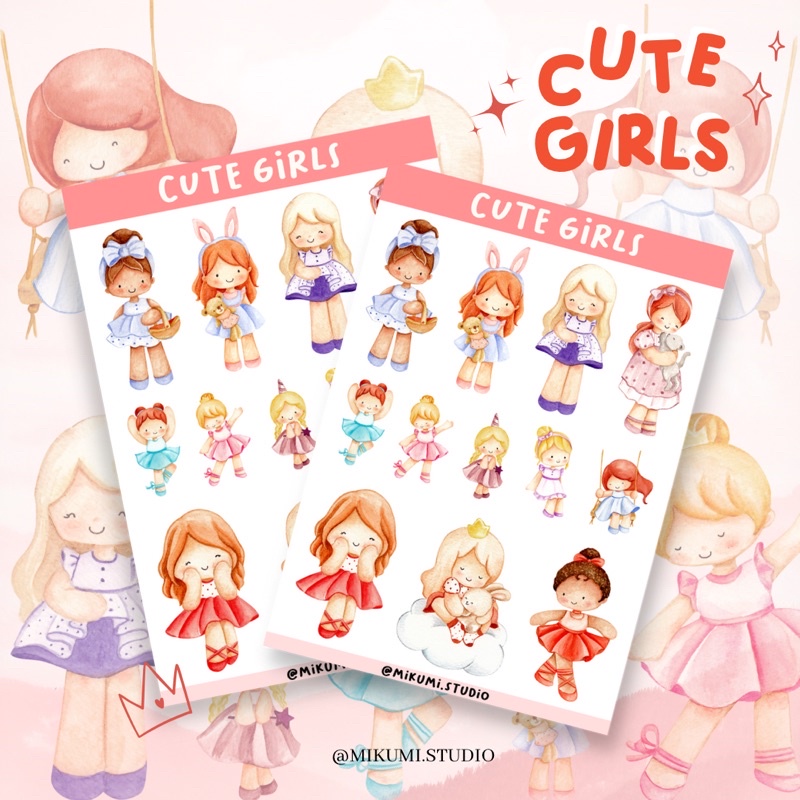 

[MIKUMI] Cute Girls Sticker Sheet | Doff sticker | Kiss Cut sticker | Deco sticker | Journaling Kits | Bujo Kits | Planner Sticker | Stiker Planner | Sticker Lucu | Sticker Planner | Sticker Bujo | Deco Kit | Scrapbook Sticker
