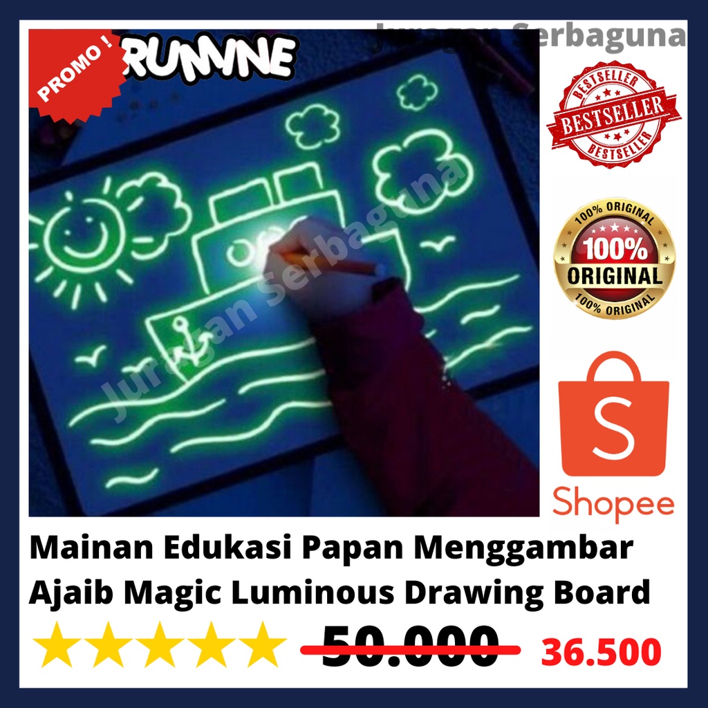 Mainan Edukasi Papan Menggambar Ajaib Magic Luminous Drawing Board A4