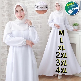 Gamis Putih Modern 2022 Nabila Maxy Gamis Putih Wanita Gamis Polos Gamis Umroh Gamis Manasik Gamis Busui F07