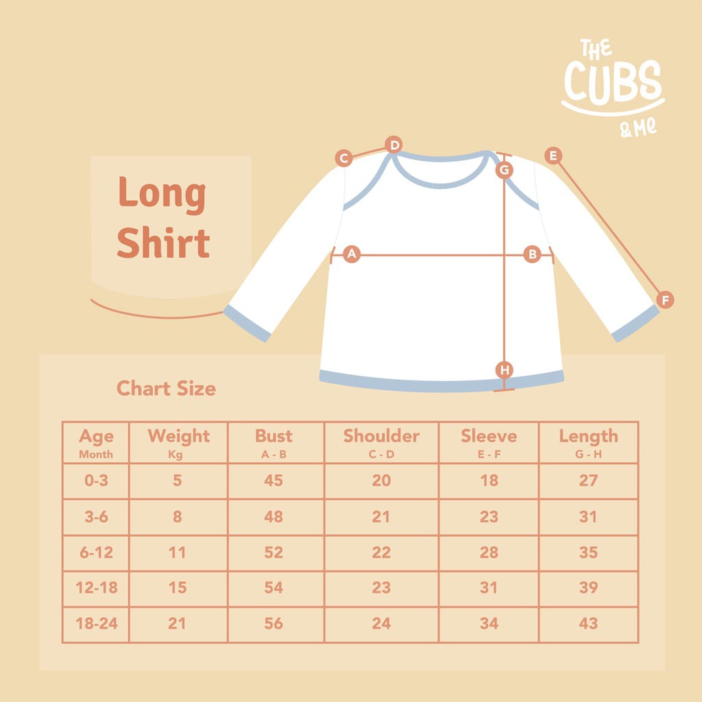 Babygiggles - THE CUBS &amp; ME Long Sleeve Shirt / Atasan Anak Unisex 0-2 Tahun