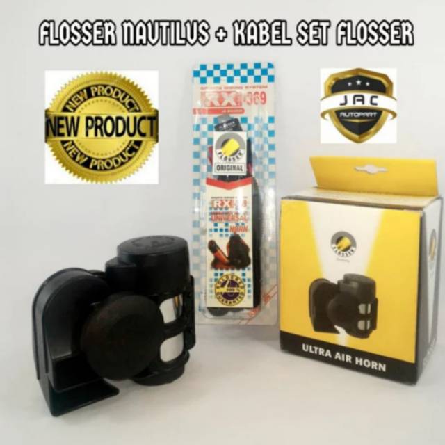 Klakson Flosser Ultra Air Horn Dinamo Kapal Nautilus dengan Paket Kabel Set Premium FLOSSER