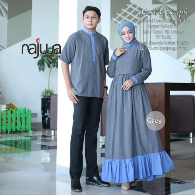 Marino Baju  Couple  Pasangan Najwa  Syari Casual Original 