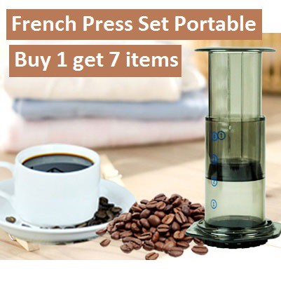 French Press Coffee Maker Set Portable - Brown