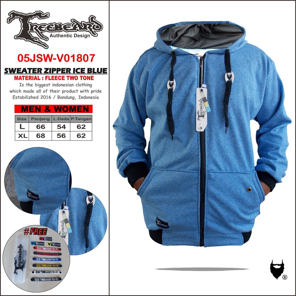 (BAYAR DI TEMPAT/COD) SWEATER ZIPPER HOODIE ORIGINAL TREEBEARD