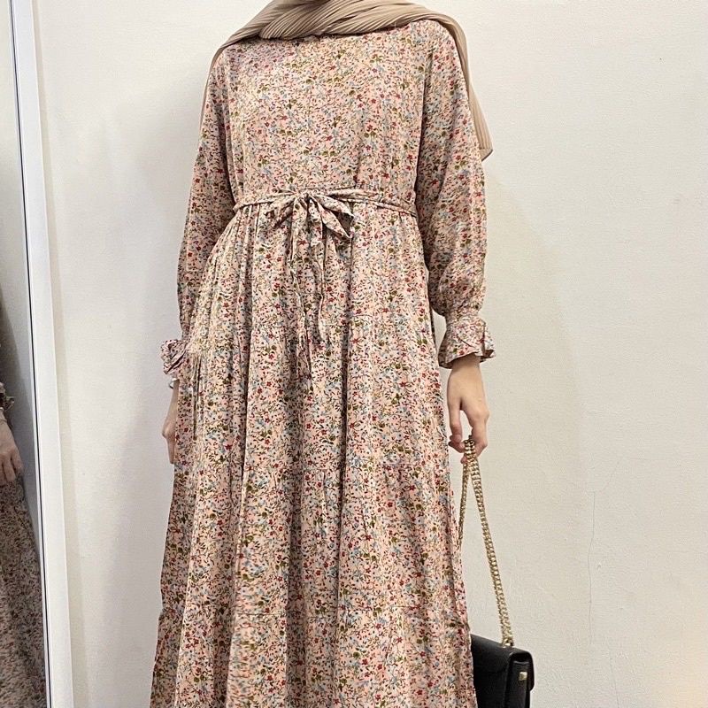 [SIZE STANDAR VOL 1] Floral dress maxi dress panjang gaun casual bunga wanita-Pastel
