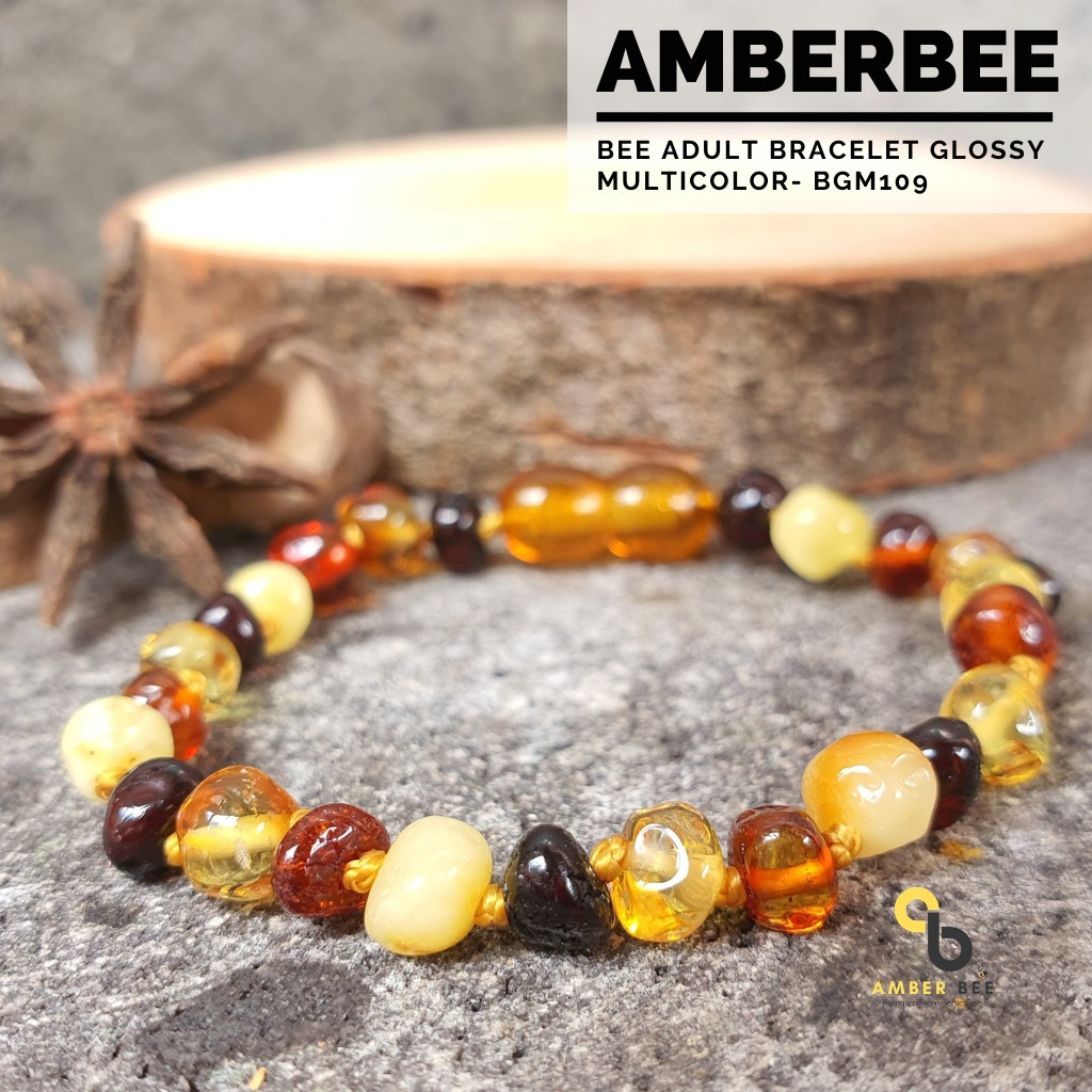 Gelang Amber Dewasa Premium 16cm Glossy Multicolor BGM109 By Amber Bee