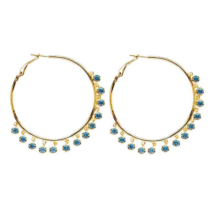 Fancyqube Anting Hoop Rumbai Lingkaran Besar Warna Emas Untuk Wanita