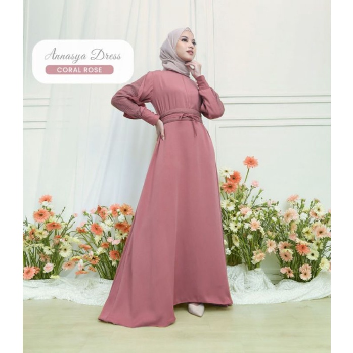 Annasya Dress coral rose M by gamaleea .id