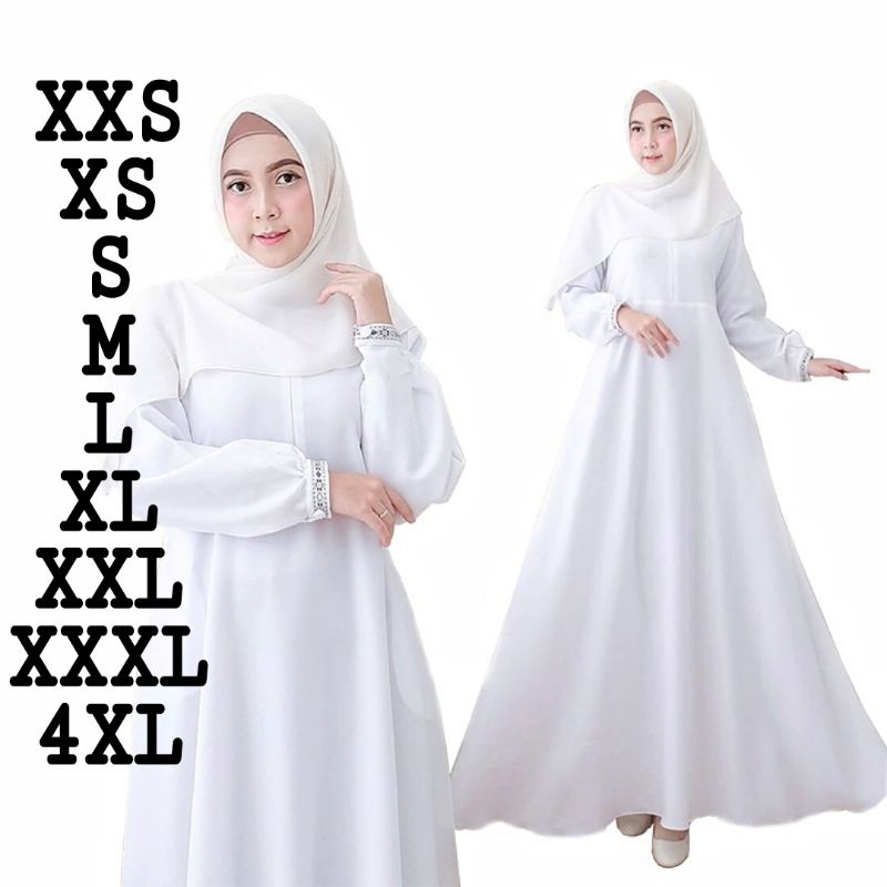 GAMIS PUTIH MANASIK TOYOBO ADEM BIG SIZE JUMBO TERMURAH