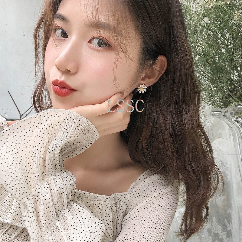 [Bayar Di Tempat] 2021 Korea Mode Bunga Daisy Anting Panjang Untuk Wanita Flower Earrings