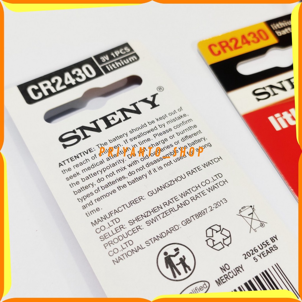 BATERAI SNENY LITHIUM 3V CR 2430 BATERAI KANCING CR2430 ASLI ORIGINAL