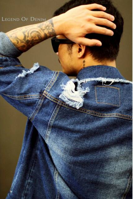 LEGEND OF DENIM™ | Jaket Jeans Sobek LOD™ | Jaket Jeans Sandwash Spray Series Distro Original