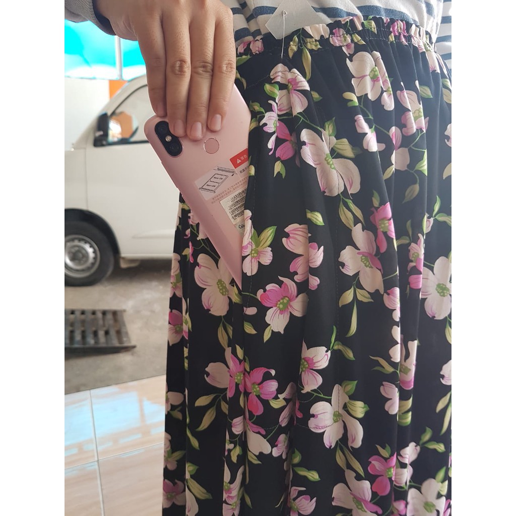 [Ada Saku] Maxi Skirt Motif / Rok Panjang HYGET Wanita Dewasa