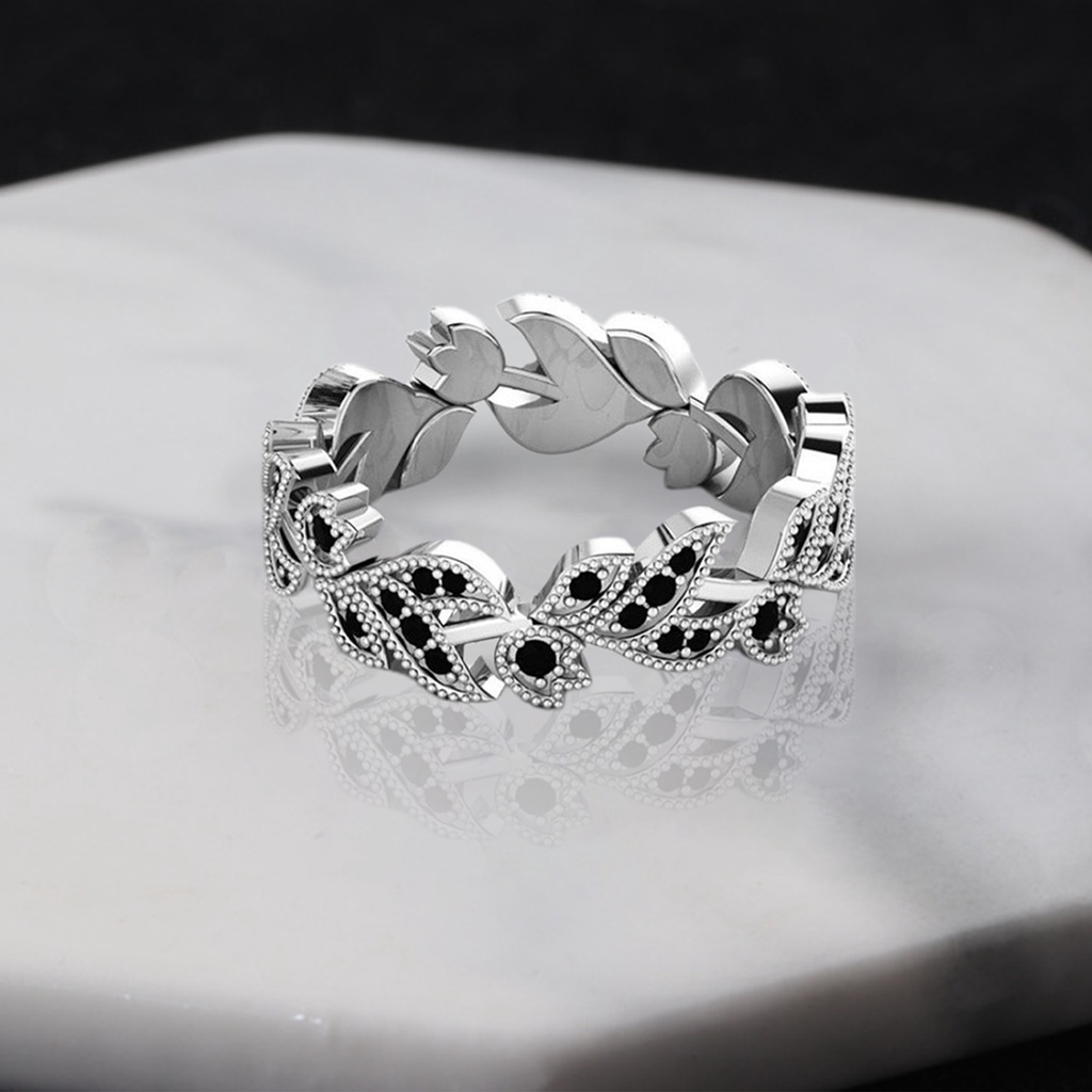 Hu Hu Hu Hu Hu Alat Bantu Pasang Kacamata♡ 2pcs Cincin Jari Bentuk Daun Bunga Aksen Berlian Imitasi Untuk Wanita