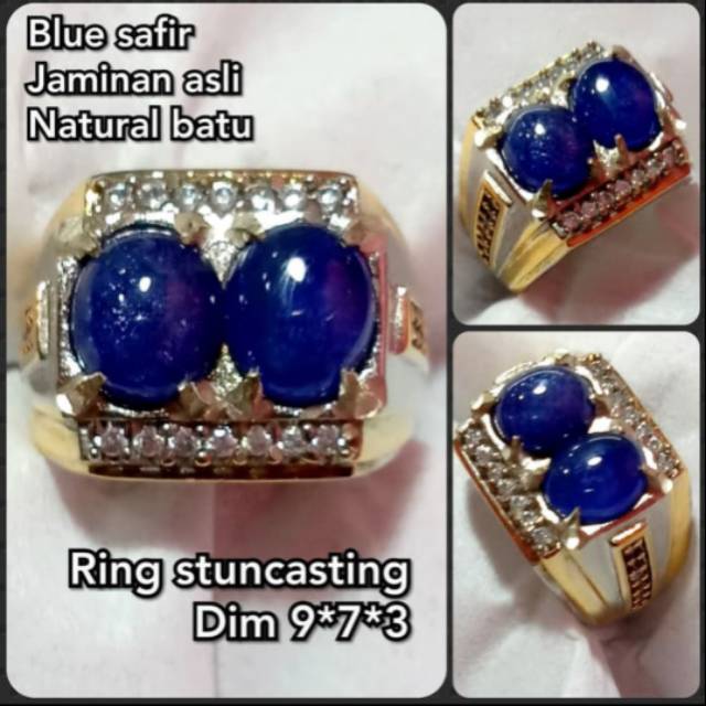 CINCIN BATU PERMATA BLUE SAFIR ASLI NATURAL