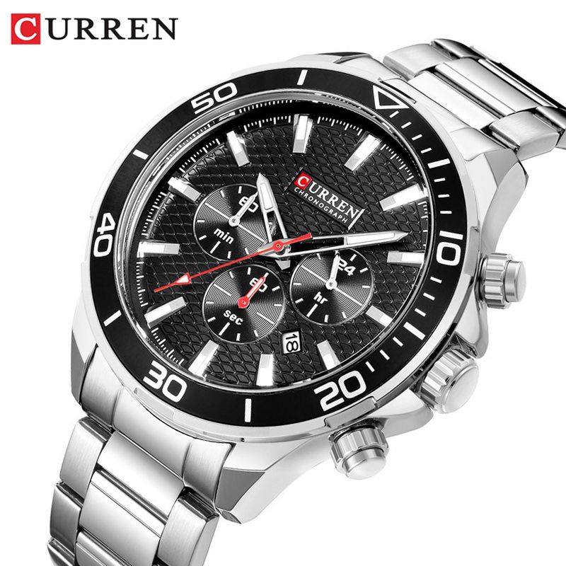 CURREN 8309 Jam Tangan Pria Analog Tali Kulit Chronograph Aktif WATCHKITE WKOS